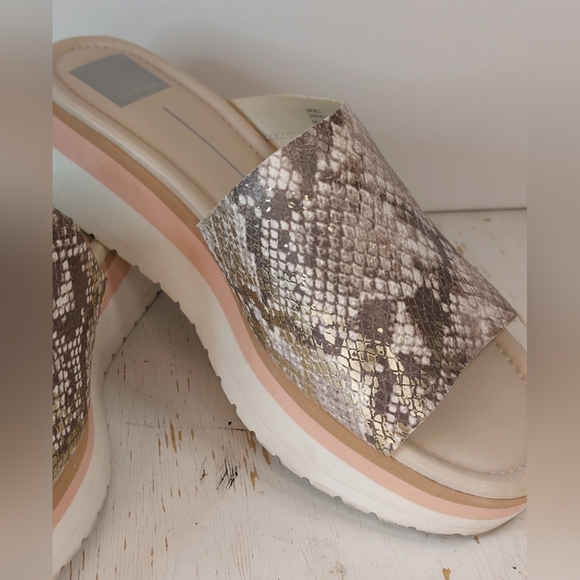 Dolce Vita Milo Snake Print Chunky Platform Slip On Sandals Shoe Size 10 Matte - Picture 11 of 13